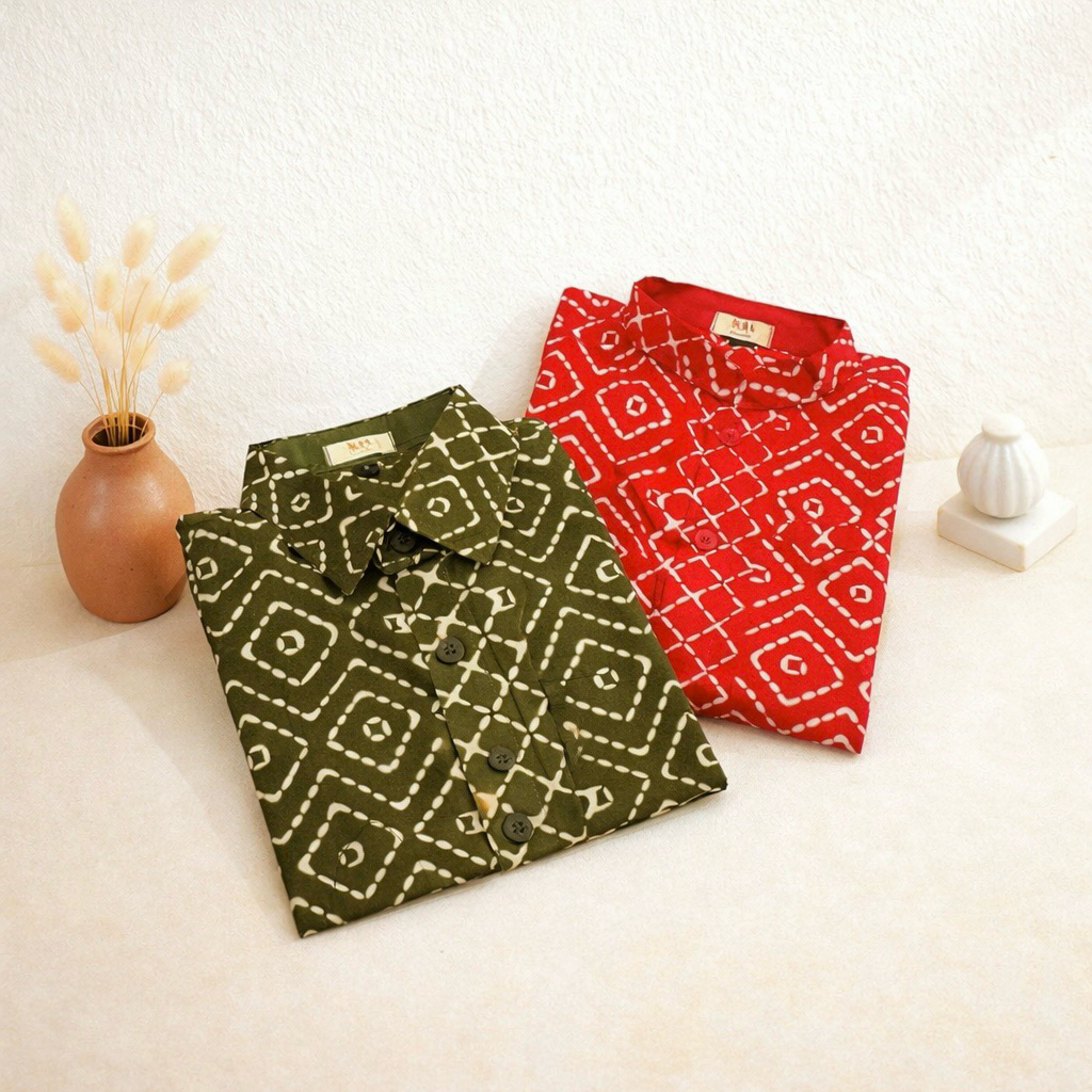 kemeja batik couple ayah anak HIJAU, MERAH, hijau botol