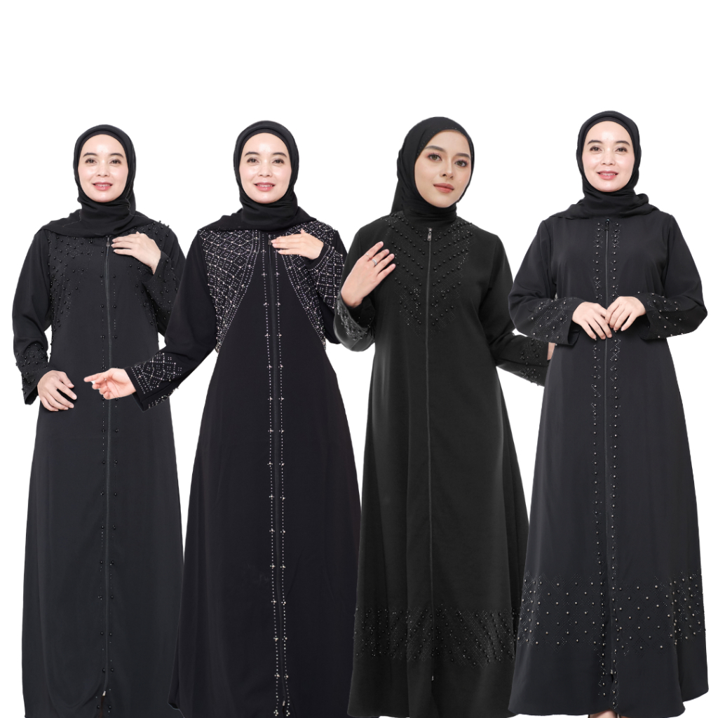 ANDINICOLLECTION Abaya Jetblack Hitam Pekat - Gamis Wanita Abaya Hitam / Gamis Hitam Umroh / Abaya H