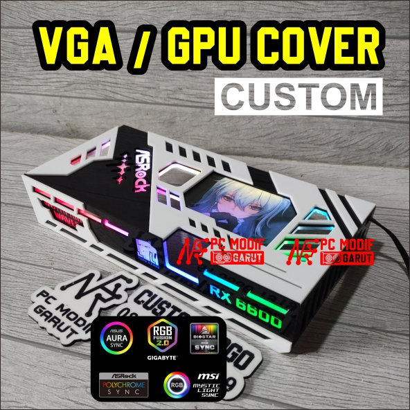 cover vga asrock rx 570 phantom gaming backplate custom logo untuk vga lain juga bisa