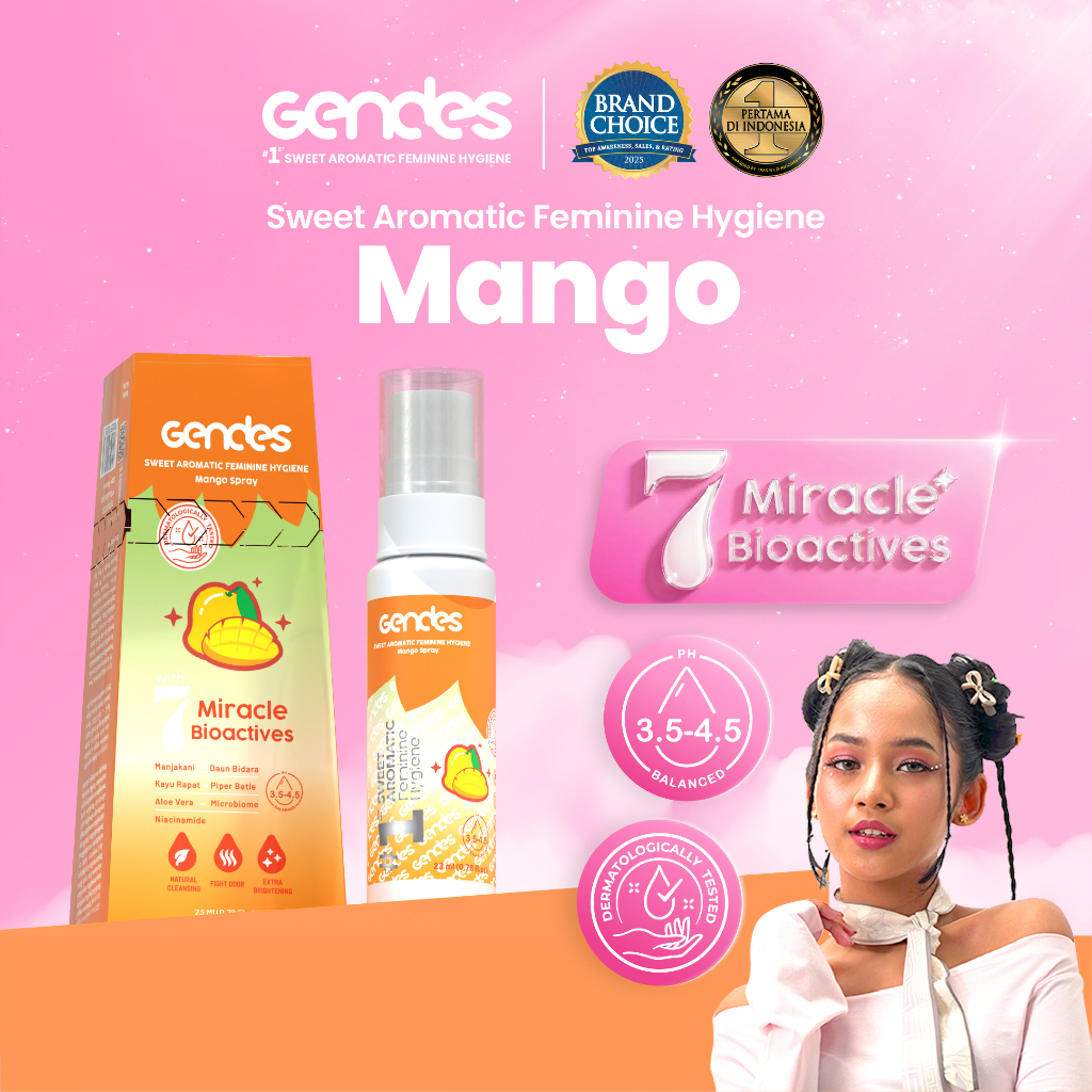 [ LIVE ] Gendes Sweet Aromatic Feminine Care Spray Mango 7 Miracle Bioactives 23 Ml | Perawatan Area