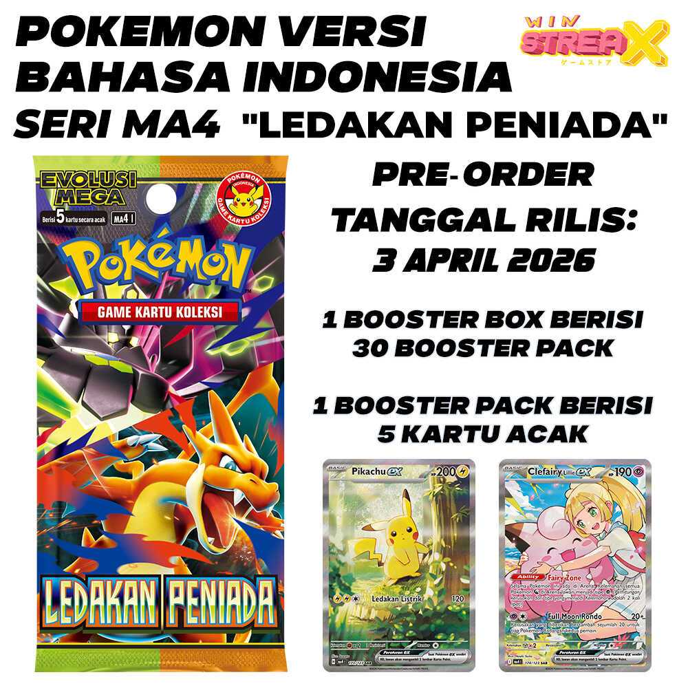 Ledakan Peniada MA4 Booster Box Game Kartu Koleksi Pokemon TCG Indonesia