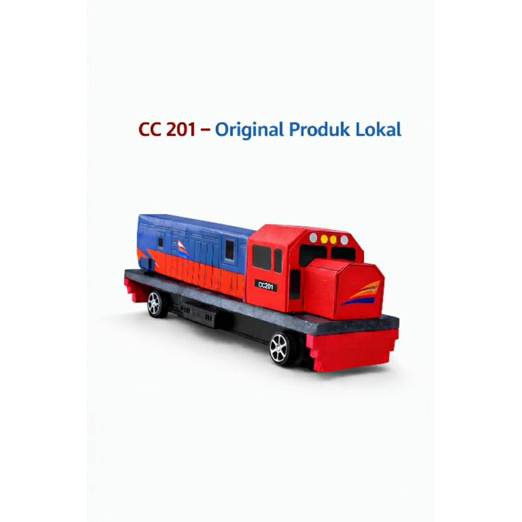 miniatur kereta api cc201 merah biru hadiah ulang tahun