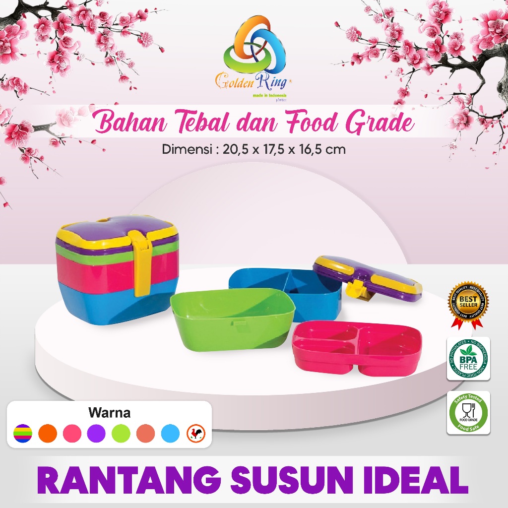 RANTANG SUSUN IDEAL / Rantang Set / Rantang Cantik Minimalis / Rantang Plastik Susun
