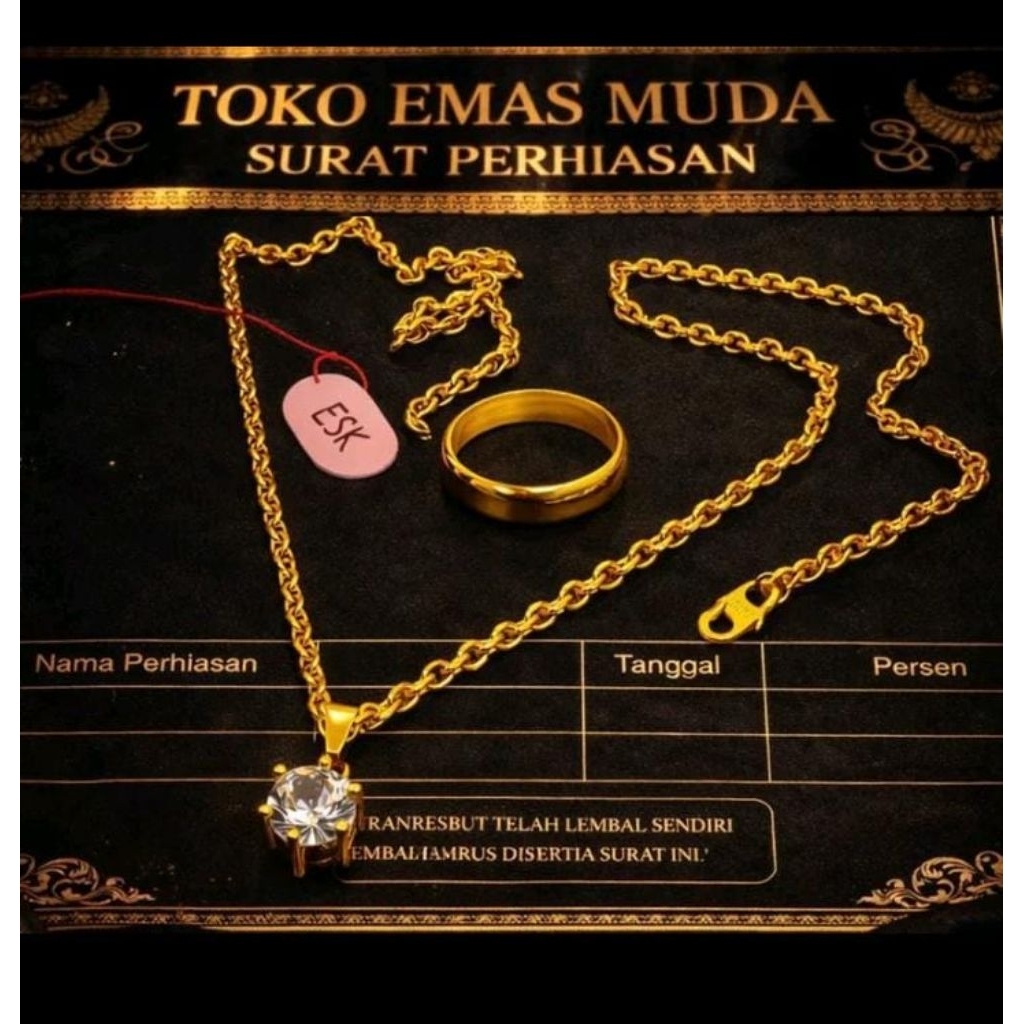 Set Perhiasan Dewasa Lapis Emas Anti Karat, Aman untuk Kulit Sensitif