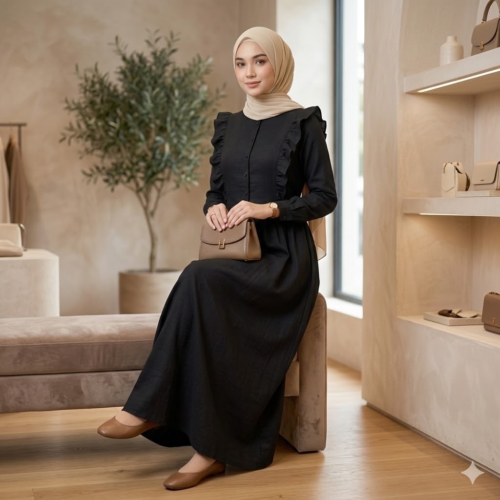 Dress Aulia, Dress Muslimah - Gamis Polos Minimalis Bahan Premium Adem