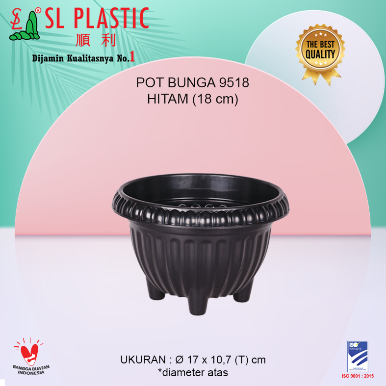 Pot Bunga / Pot Tanaman Warna Hitam Tipe 9518 SL PLASTIC