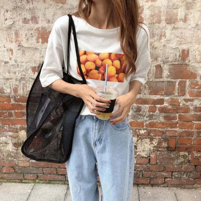 tas jaring nilon Tote bag tas belanja wadah barang