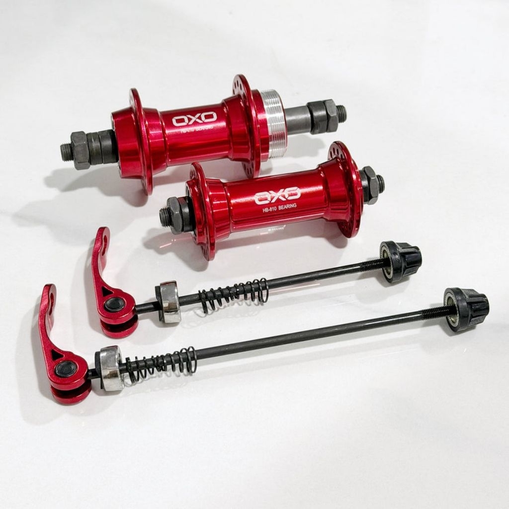 Hub Set OXO HB-810 Bearing 36 Hole Red - Hub Depan Belakang Sepeda MTB Lipat 36H Merah Quick Release
