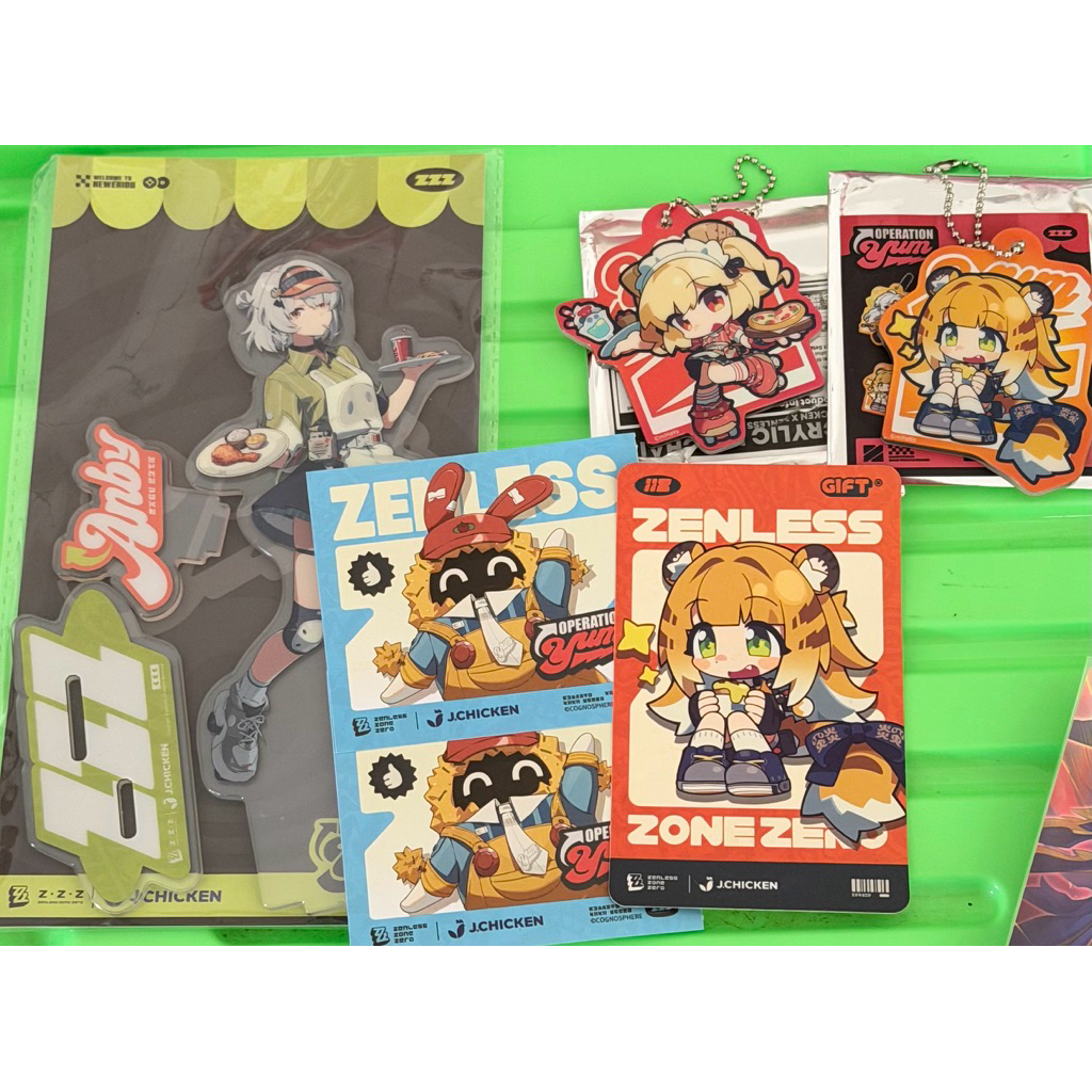 Zzz x Jchicken 2025 zenless zone zero burnice jiafufu anby bangboo Keyring Standee card official