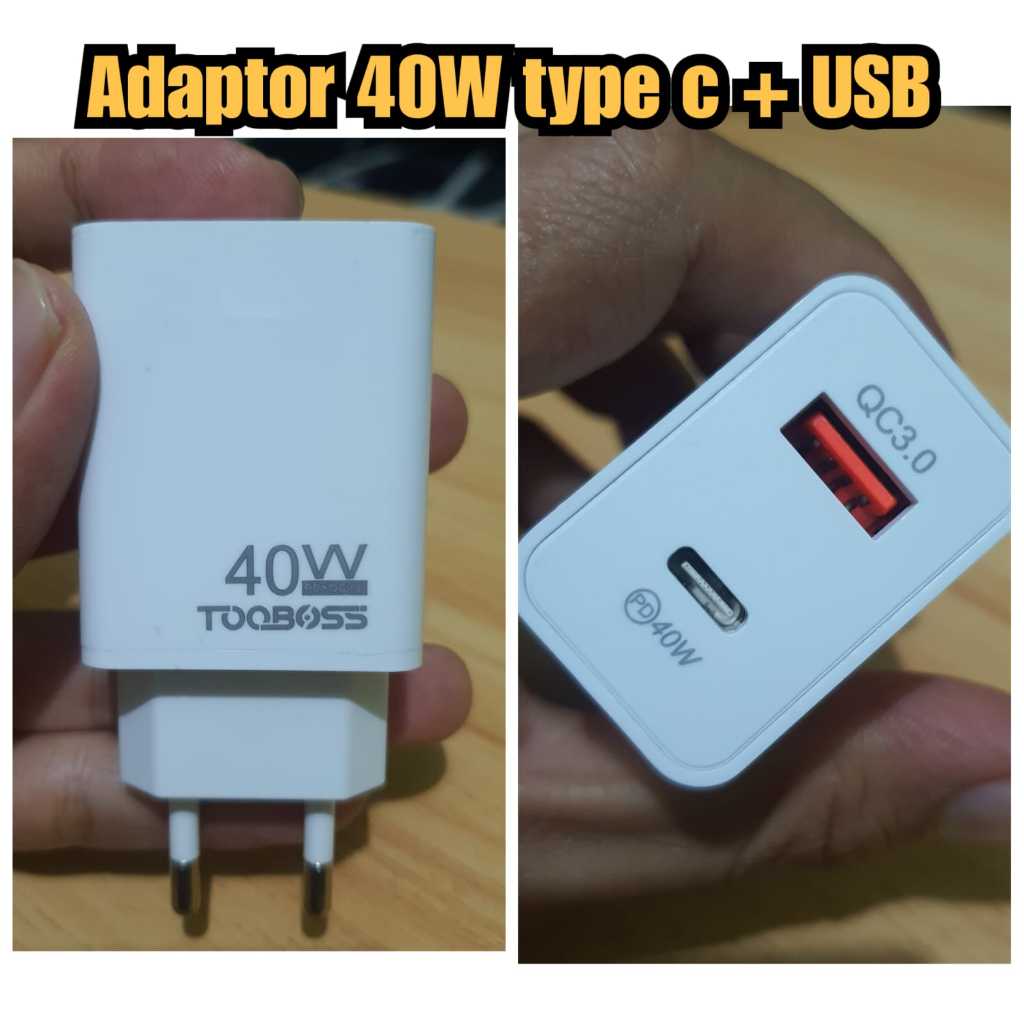 Kepala cas dual port 20watt + type c 20 watt Kepala charger 40 w kivee basike Adaptor 40 watt kivee 