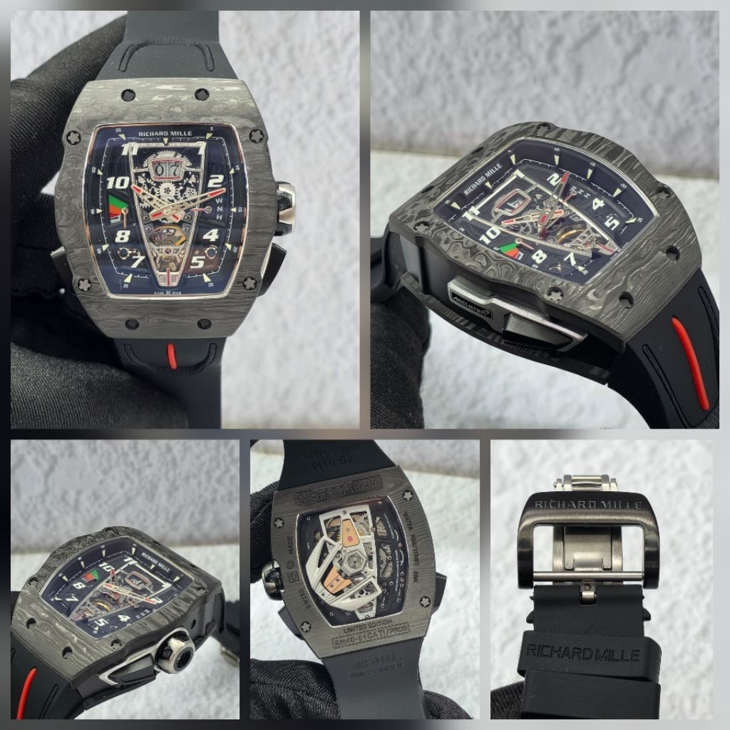 JAM TANGAN COWOK RM 40.01 BODY CARBON AUTOMATIC TOURBILON CLONE 1.1