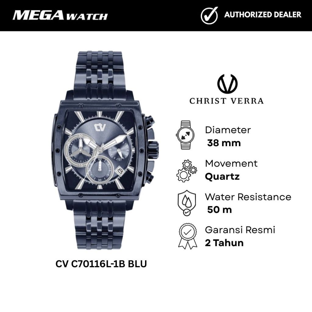 Jam Tangan CHRIST VERRA CHRIST VERRA Wanita Original CV C70116L-1B BLU