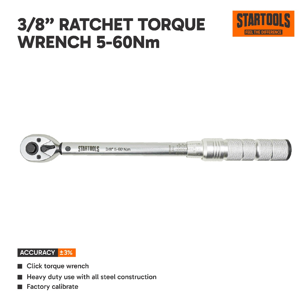 STARTOOLS 3/8" Ratchet Torque Wrench 5-60Nm / Micrometer Torque Wrench 5-60Nm / Kunci Moment / Kunci