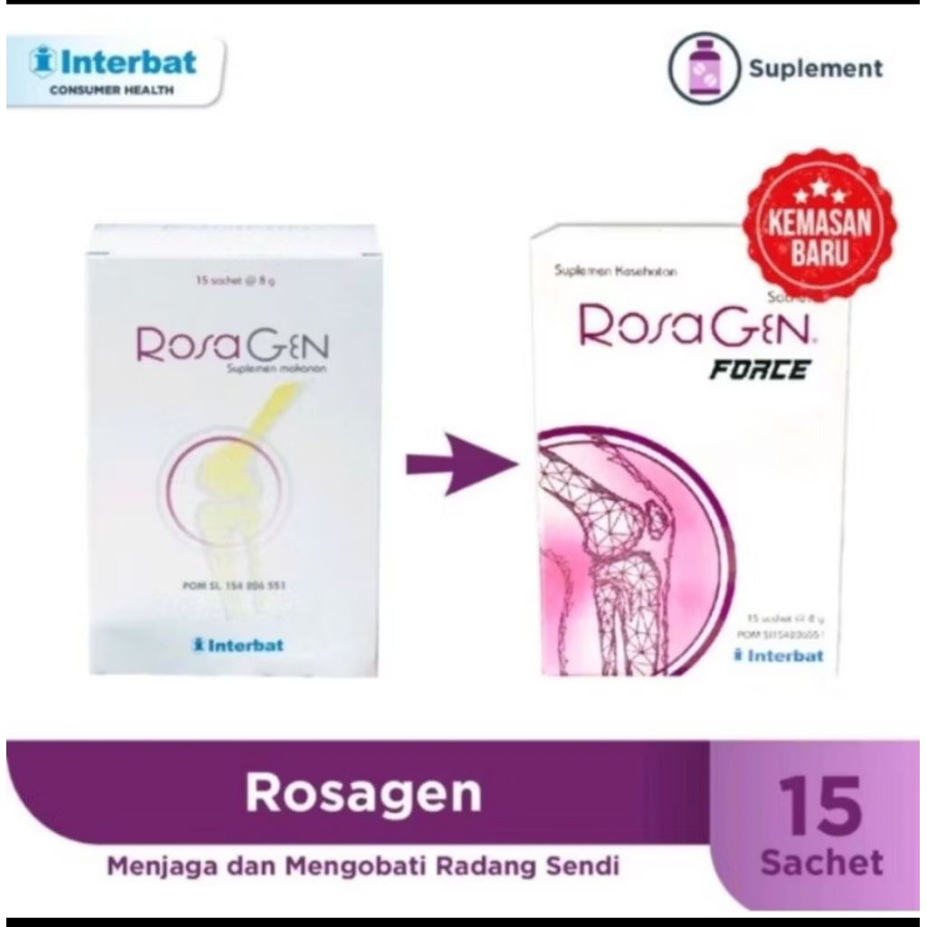 15 Sachet Suplemen Rosagen Force untuk Kesehatan Sendi