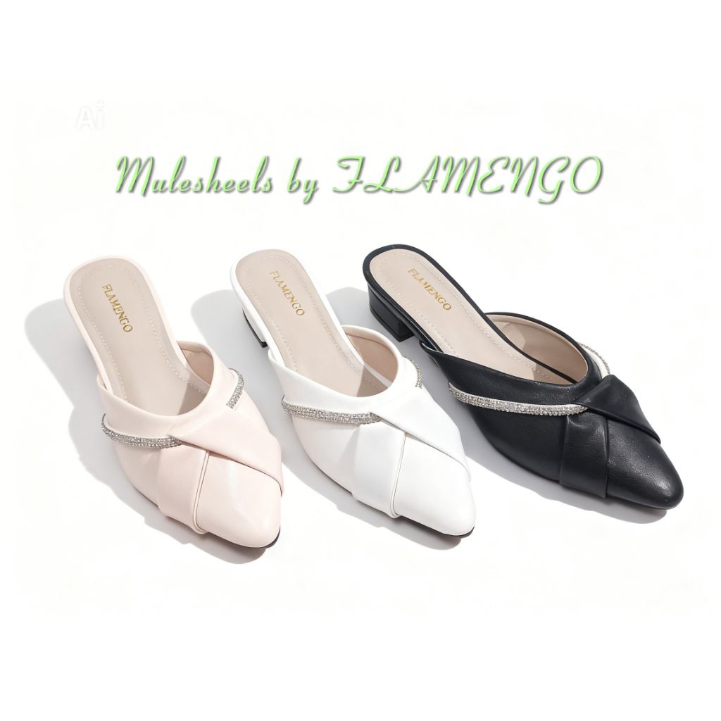 Flamengo Sepatu Sandal Wanita Korea Heels 3cm | Mules Heels Chunky 02
