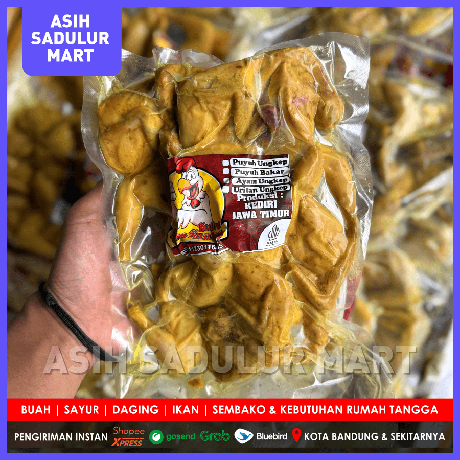 Daging Burung Puyuh Ungkep Siap Goreng 1 Pack (+-1kg 5 potong) Ungkeb Bumbu Kuning / Marinasi Asih S