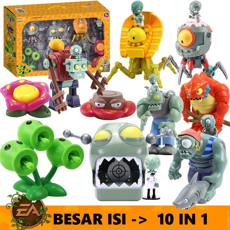 MAINAN ANAK EDUKASI KOMBINASI BONEKA FIGURE ZOMBIE VS PLANT ZOMBIES SHOOT BALL TEMBAK BOLA DOLL