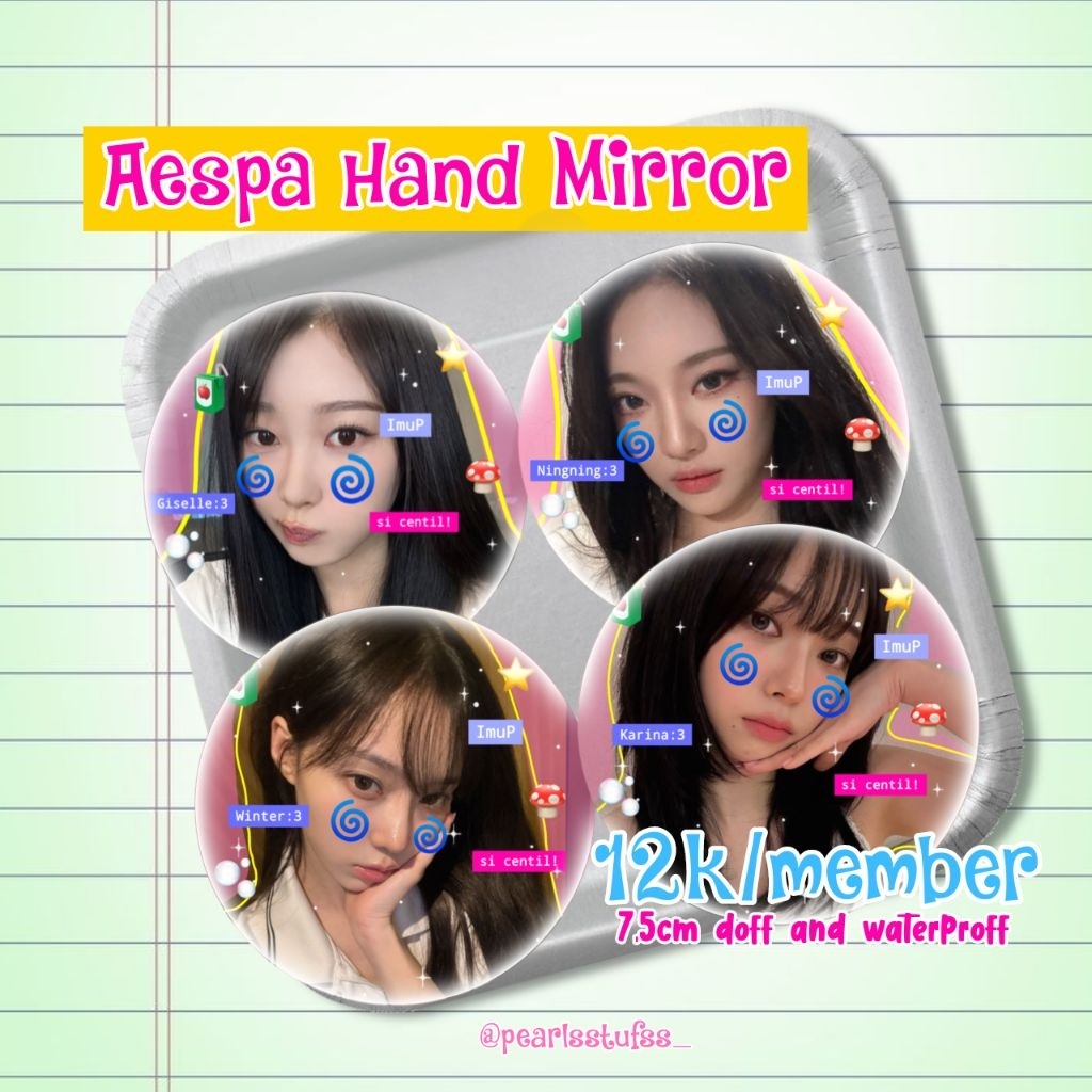 Hand Mirror Aespa Kpop (fanmade) || Kpop Merch Gift Merchadise Acessories