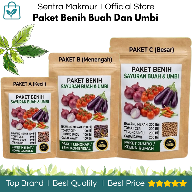 Paket Benih Sayur Buah Dan Umbi - Paket Benih Sayuran Buah Dan Umbi - Paket 4 Macam Sayuran - Paket 
