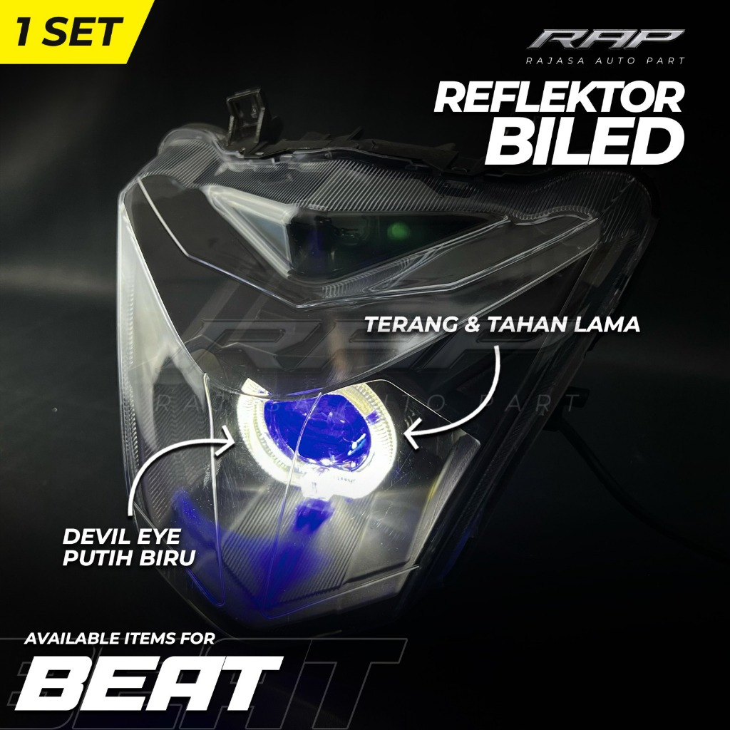 REFLEKTOR LAMPU DEPAN BILED BEAT ESP/LAMPU DEPAN BILED BEAT ESP 2016 EYE BLUE EYE RED SET REFLEKTOR 