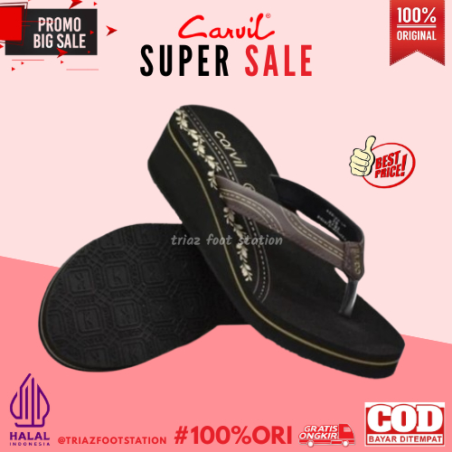Carvil Sandal Wanita Adrina-LW | Anisa-L Sendal Wedges Jepit Spons Dewasa Remaja Murah Original