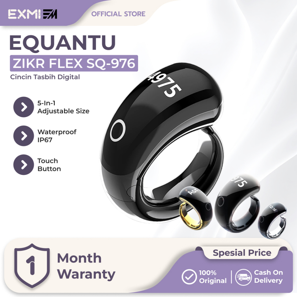 Equantu Zikr Ring Flex SQ-976 | Tasbih Digital | Cincin Tasbih Digital | Cincin Zikir