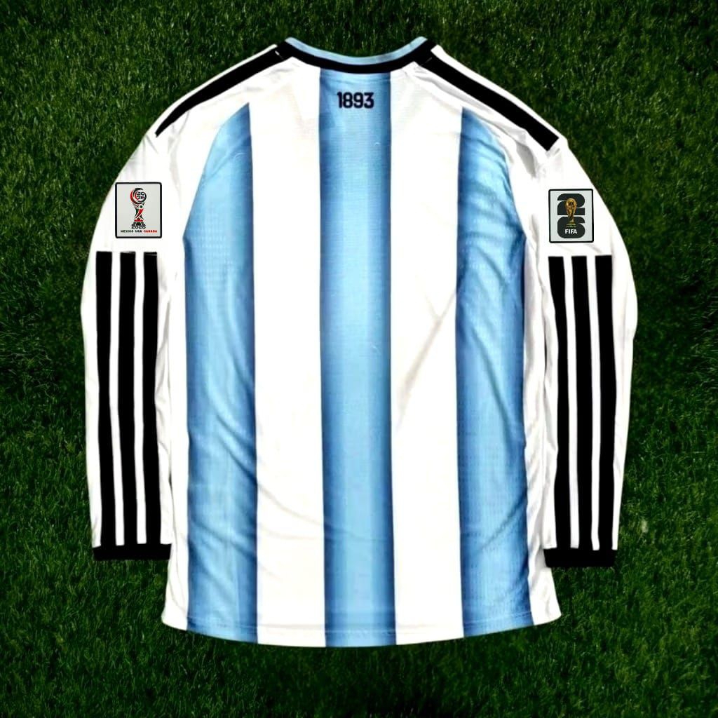 JERSEY BOLA PLAYER ISSUE LONGSLEEVE LS ARGENTINA HOME FULL PATCH PIALA DUNIA 2026 TOP QUALITY