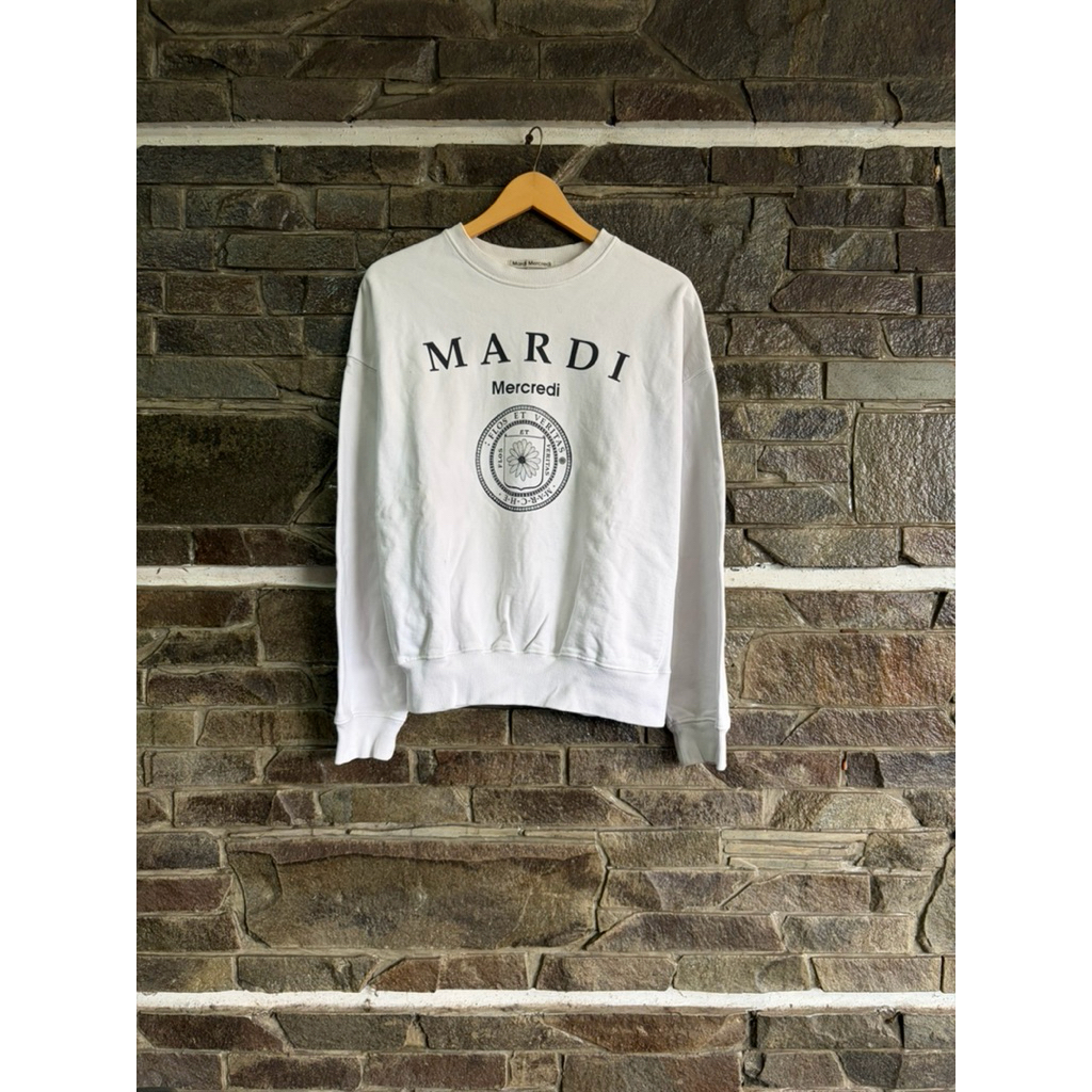 Mardi Mercredi • University Crewneck Sweater Boxy Fit to XL (63x62cm) Luxury Streetwear Preloved Use