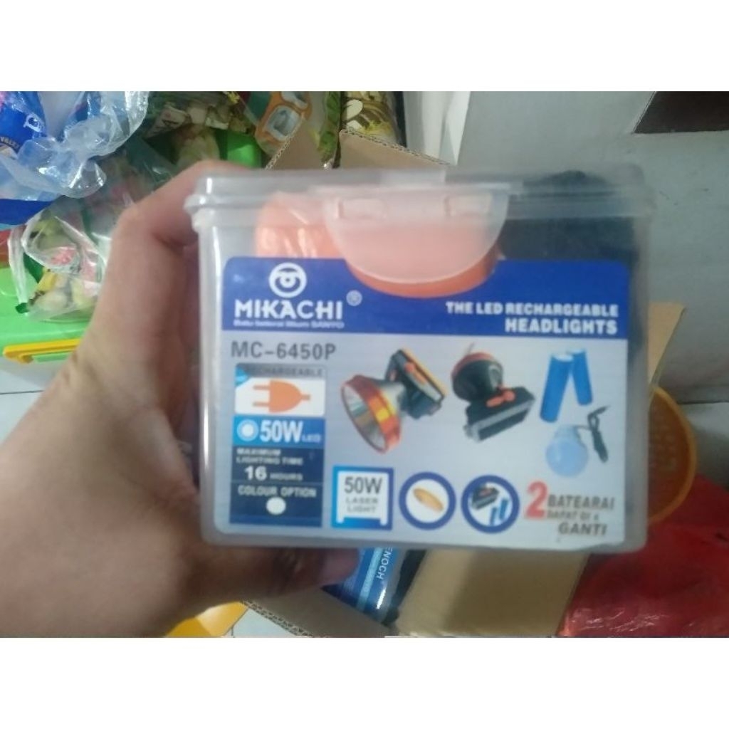 Mikachi MC-6450P Senter Kepala 50 watt Baterai Lepas