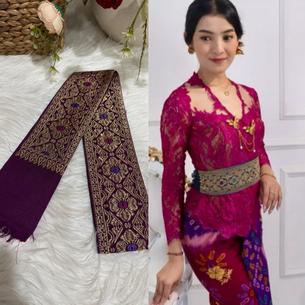 Obi Katun Bordir Benang Cendana | Selendang Obi Bordir | Selendang Kebaya Bali | Selendang Obi Songk