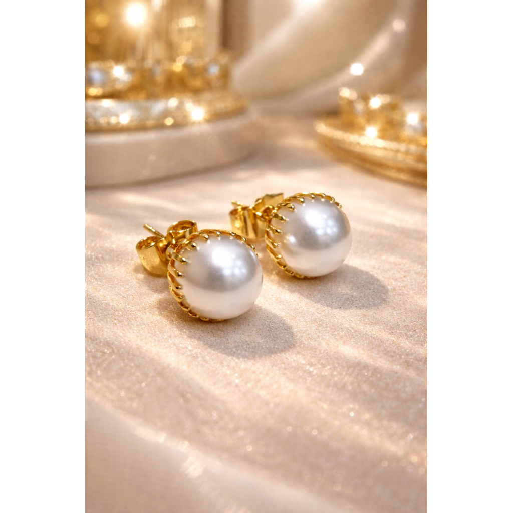 Giwang Mutiara Elegan Lapis Emas