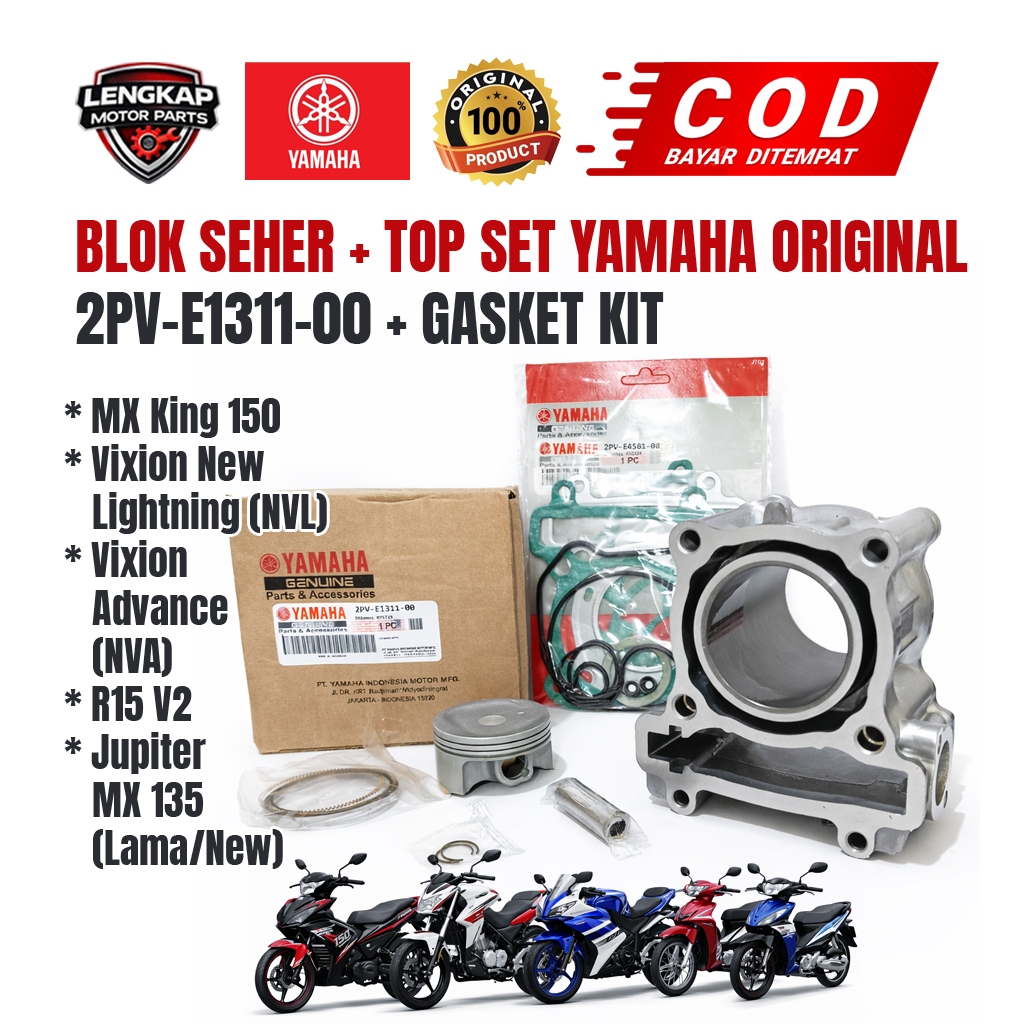 BLOK SEHER + TOP SET 2PV YAMAHA ORIGINAL KODE : 2PV-E1311-00 UNTUK JUPITER MX KING 150 - VIXION NEW 