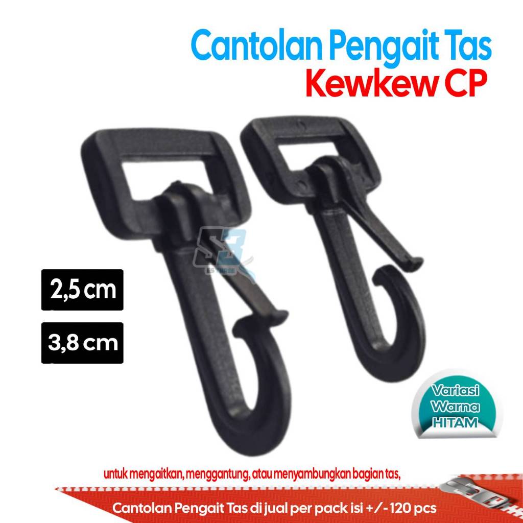 Kaitan Tas Pelastik PP Pengait Tas Kewkew 2,5 cm & 3,8 cm Cantolan Tas plastik PP Hitam Kait Tas Aks
