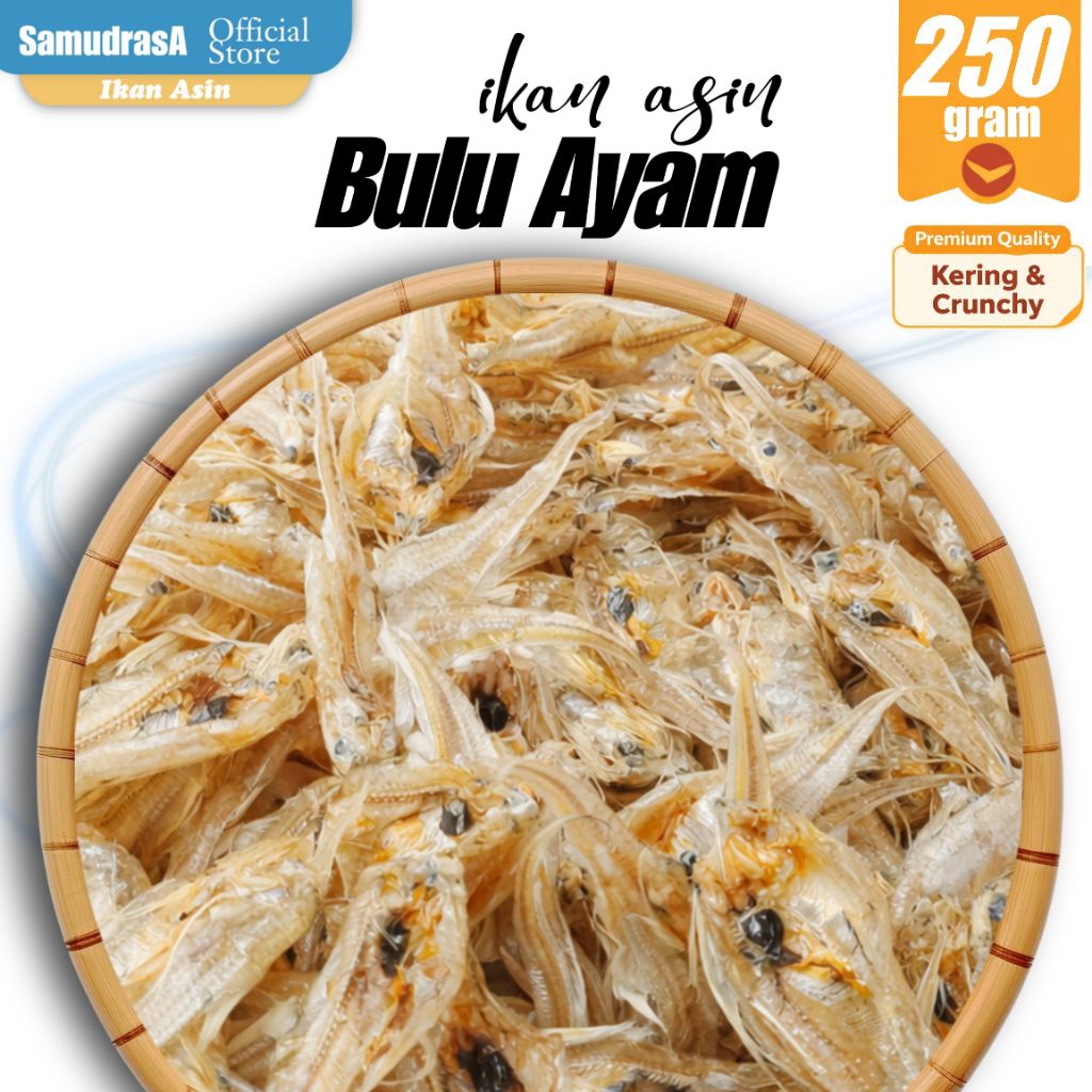 Ikan Asin Bulu Ayam Kering 250g / Ikan Asin Belah Gurih Enak / Lauk Nasi Panas / Cocok Sambal Sayur 