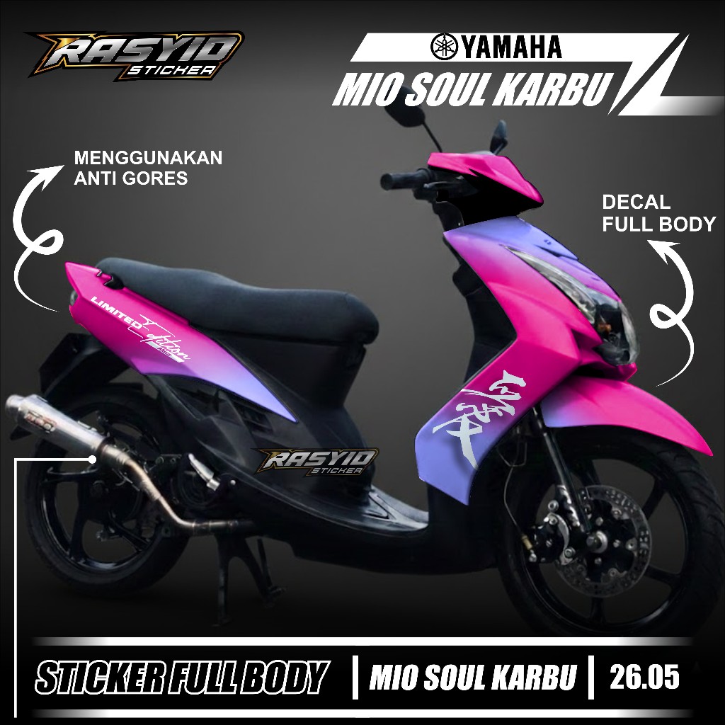 Terbaru Sticker Decal Full Body Motor Yamaha Mio Soul Karbu Tahun 2007 2008 2009 2010 2011 2012 Stic