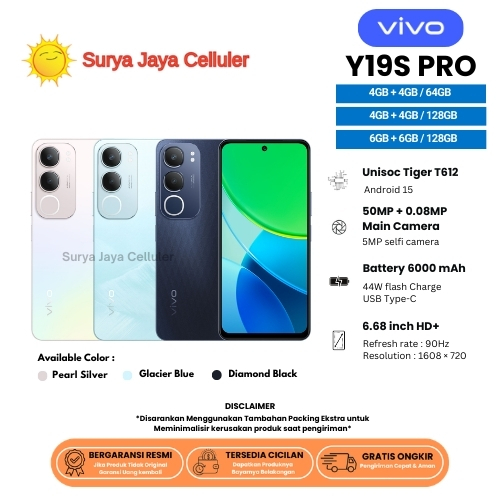 HP VIVO Y19S PRO 6/128GB, Y19S PRO 4/128GB & Y19S PRO 4/64GB (GARANSI RESMI VIVO 1 TAHUN)