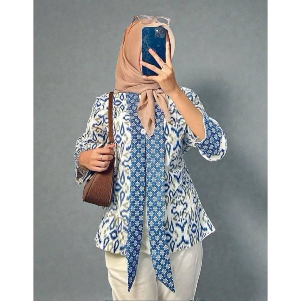BAJU WANITA ATASAN KEKINIAN OUTER BATIK MODEREN BAJU KERJA BAJU SRAGAM KANTOR
