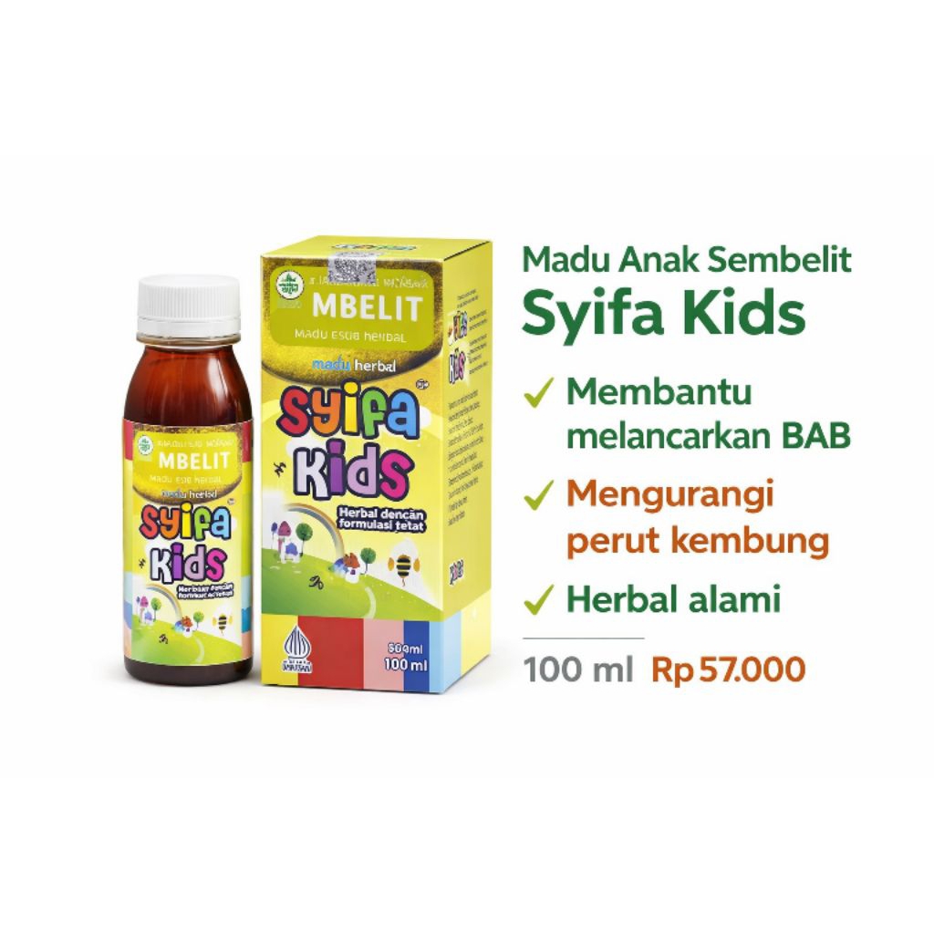 Madu Anak Sembelit Syifa Kids Mbelit | Obat Susah BAB Anak | Pelancar Pencernaan BAB Anak Herbal