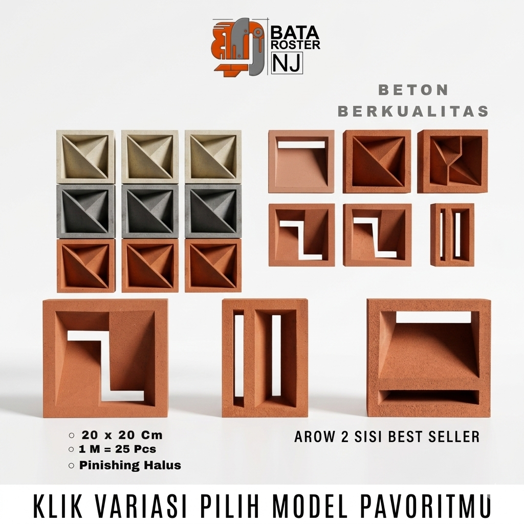 BATA ROSTER NJ - Roster Beton Minimalis - Nako Terakota, Semua Model, Loster Merah | Ventilasi Udara