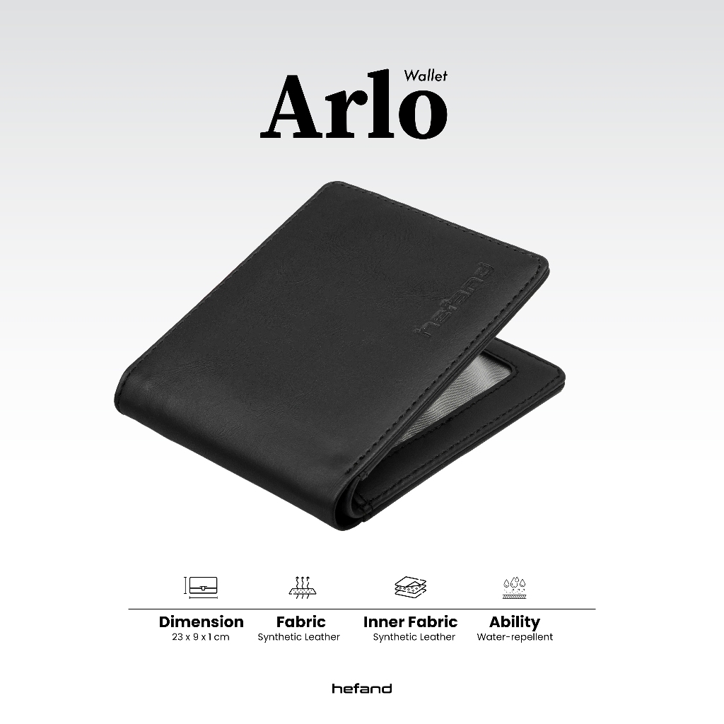 Hefand - Dompet Pria Arlo Hitam Coklat Dompet Kulit Pu Wallet Pendek Lipat Premium