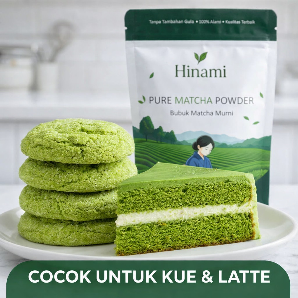 Hinami Pure Matcha 100gr Bubuk Matcha Murni Tanpa Campuran - Cocok Untuk Baking / Kue / Latte