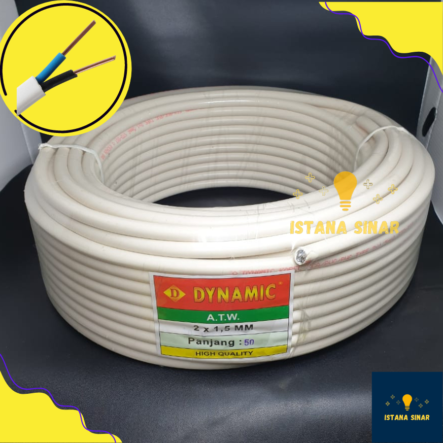 Kabel listrik NYM 2 x 1.5 mm Dynamic 1 ROLL Kabel tembaga Kabel kawat Kabel tunggal 1 Gulung 1 Roll