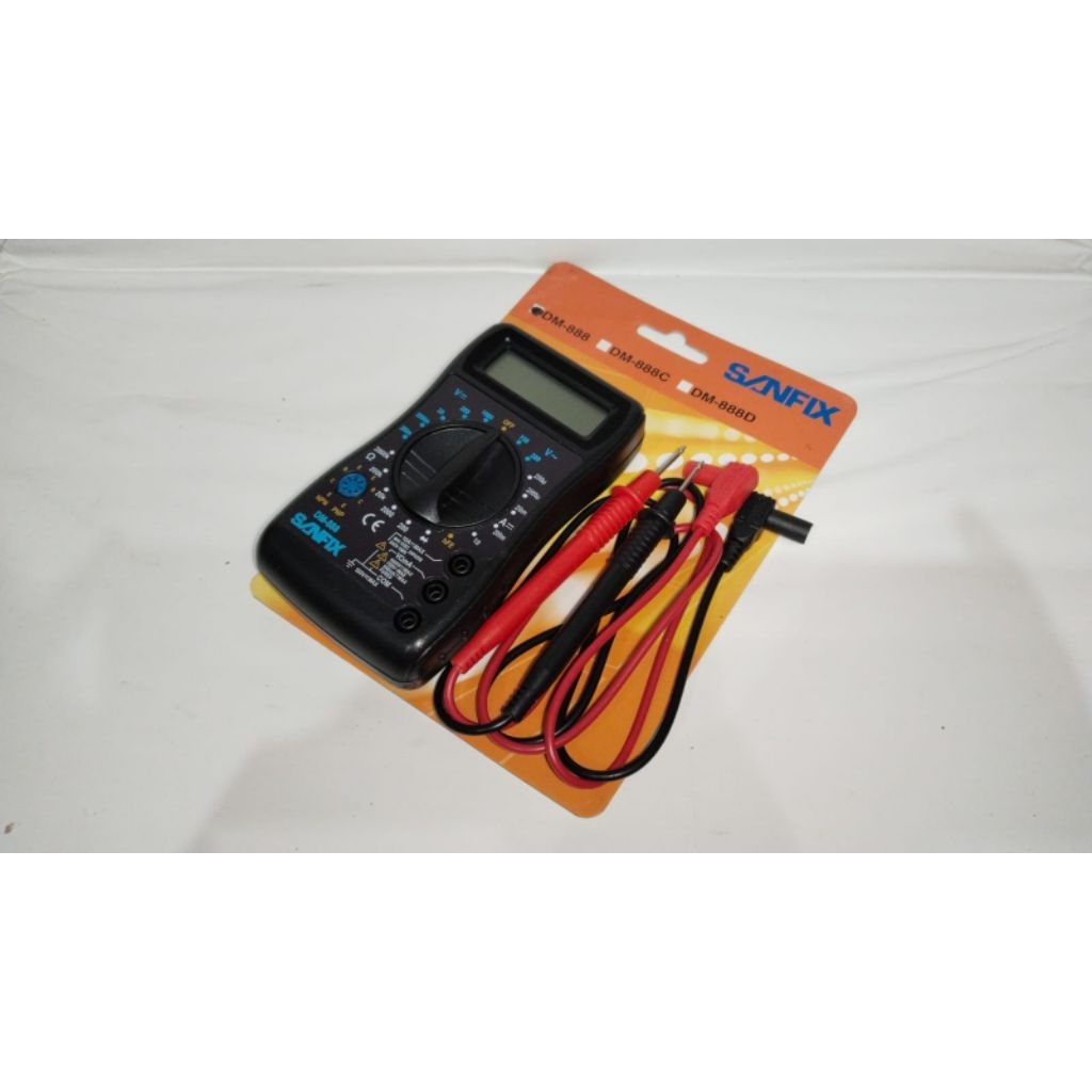Sanfix Multimeter Digital DM-888C Tester Elektronik dengan Kabel Merah Hitam