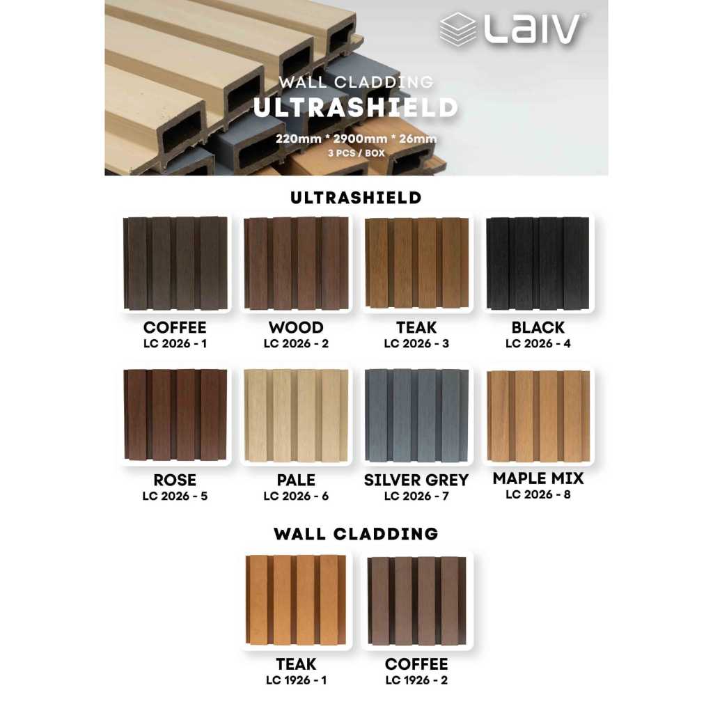 WPC Outdoor Cladding Laiv motif serat kayu | dinding