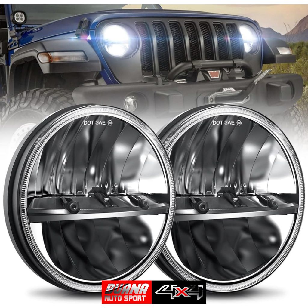 Lampu Depan Led / Headlamp Daymaker Led Trucklite 7Inch Jeep Wrangler Jk TJ Jeep CJ7 Jimny Katana Ha