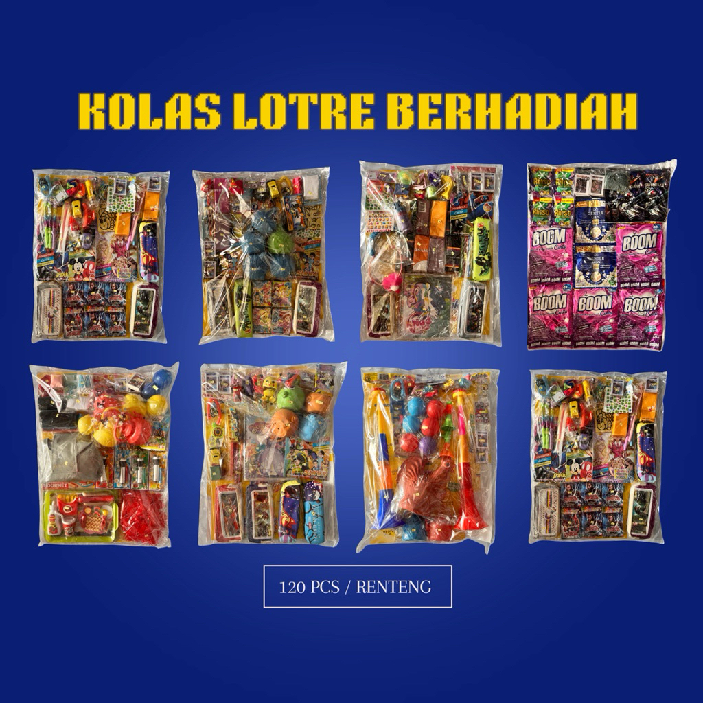 KOLAS LOTRE BERHADIAH 120 PCS | LOTRE CABUT MAINAN |