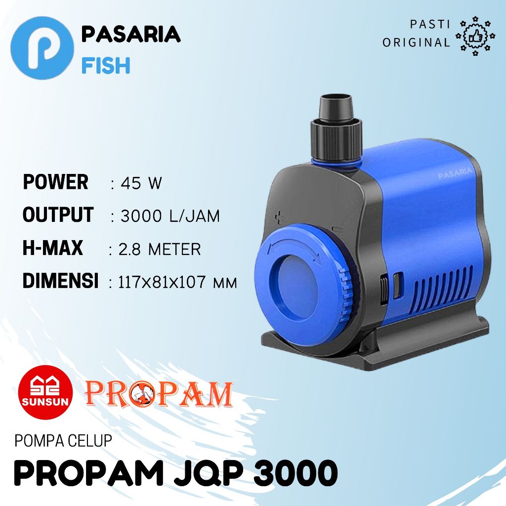 SUNSUN PROPAM JQP3000/JQP 3000 Liter/Jam Pompa Celup Kolam/Aquarium/Hidroponik 45 Watt