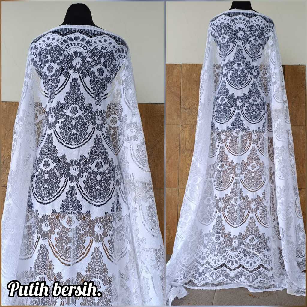 kain brokat semi francis khusus warna putih bersih isi 1 panel 2.5 meter x 1.5 meter,bakal kebaya ba