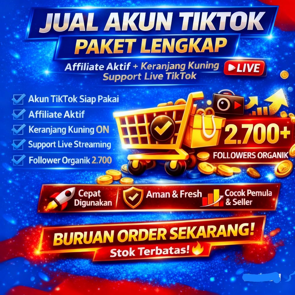 Paket Lengkap akun tiktok affiliate jualan di keranjang kuning Live on