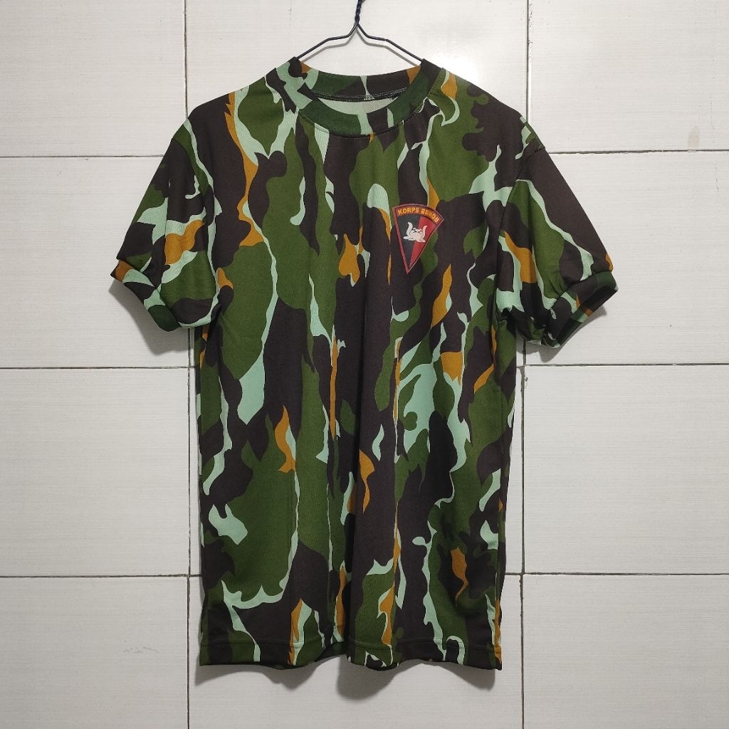 FlashSale Kaos Pendek Loreng Brimob Logo uk All Size